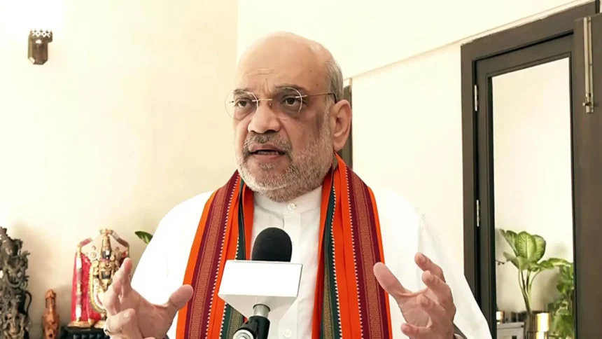 Union Home Minister Amit Shah speaks to the media on Congress leader P. Chidambara’s statement ( West Bengal )