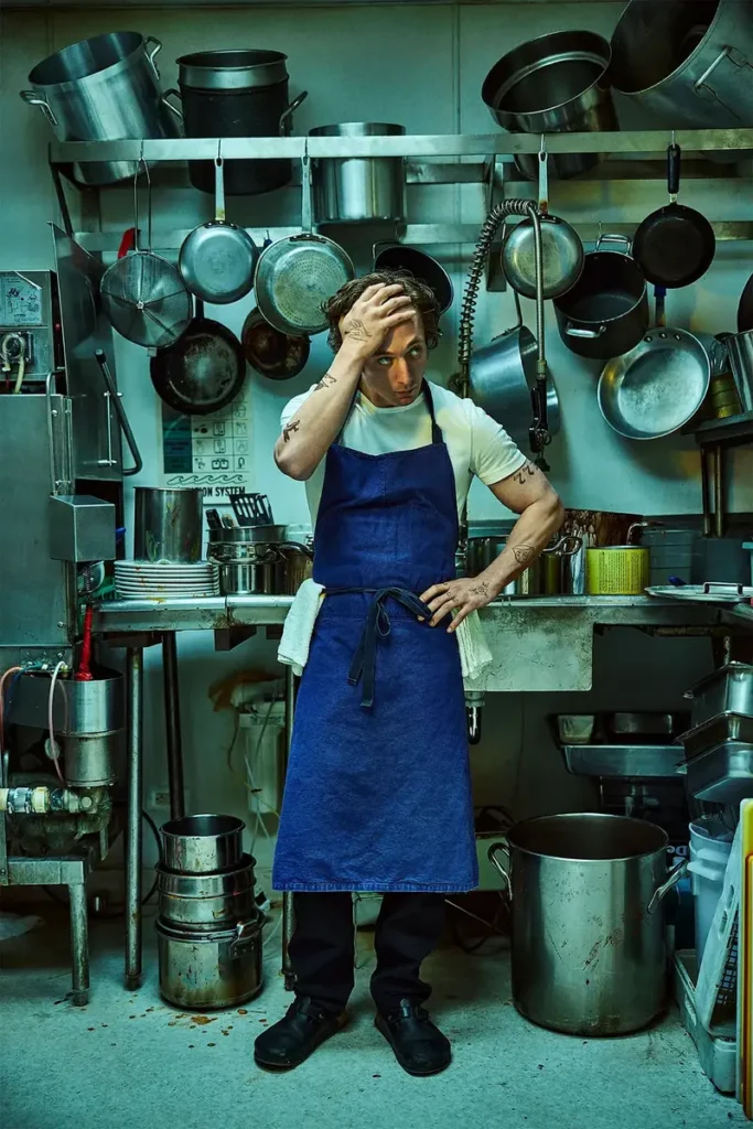 Jeremy Allen White as chef Carmen (“Carmy”) Berzatto in the TV series The Bear.